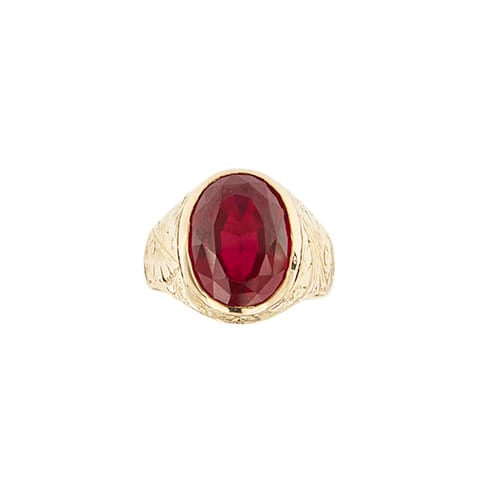 Bague Bague chevalière homme en or jaune 18 ct avec rubis 58 Facettes 39166