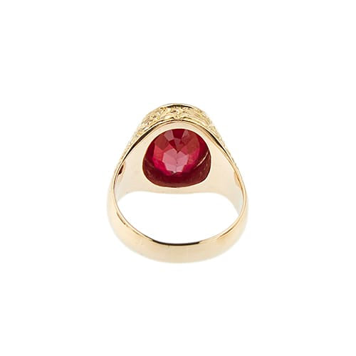 Bague Bague chevalière homme en or jaune 18 ct avec rubis 58 Facettes 39166