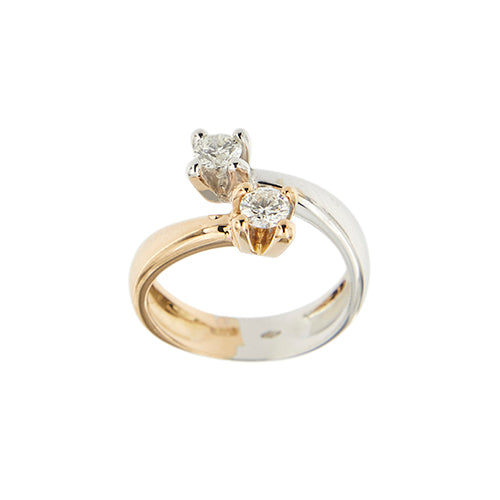 Bague 52 Bague contrarié en or blanc et or rose 18 ct avec diamants 58 Facettes 39208
