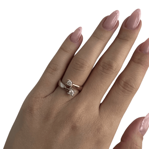 Bague 52 Bague contrarié en or blanc et or rose 18 ct avec diamants 58 Facettes 39208