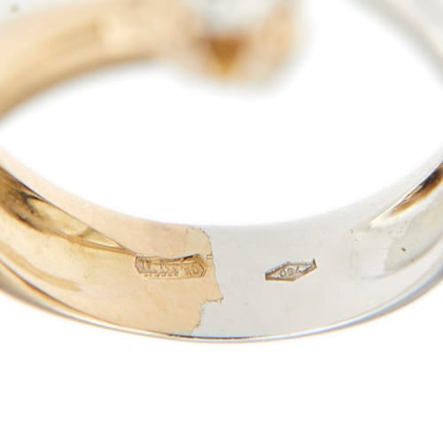Bague 52 Bague contrarié en or blanc et or rose 18 ct avec diamants 58 Facettes 39208