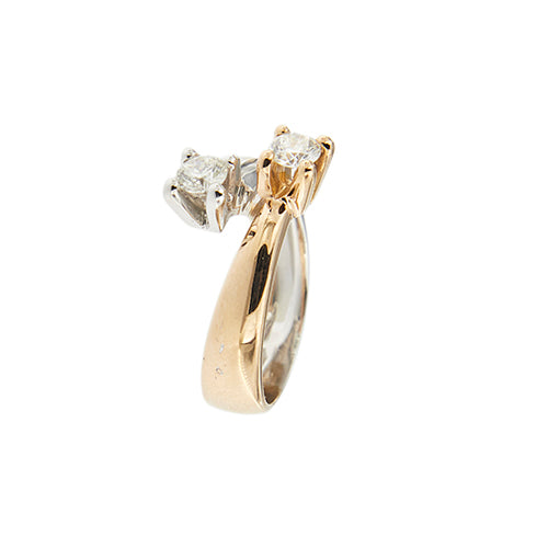 Bague 52 Bague contrarié en or blanc et or rose 18 ct avec diamants 58 Facettes 39208