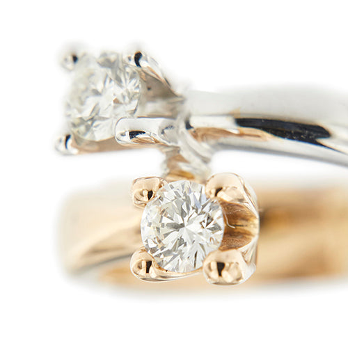 Bague 52 Bague contrarié en or blanc et or rose 18 ct avec diamants 58 Facettes 39208
