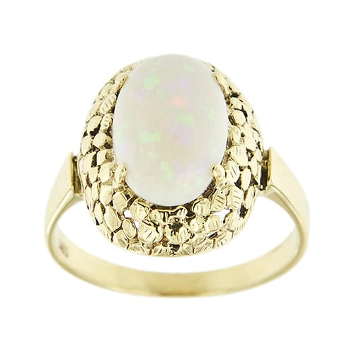 Bague Bague - Opale cabochon 2 ct en or jaune 14 kt 58 Facettes 40644