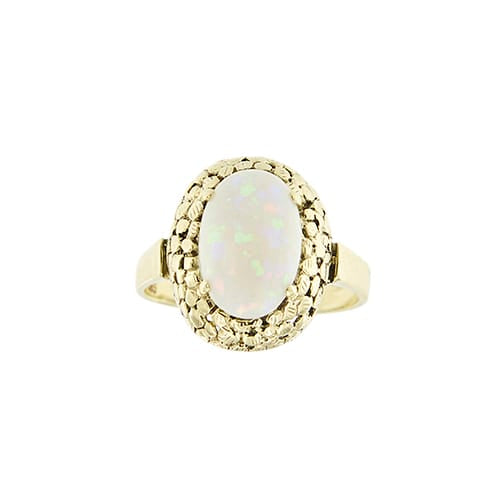 Bague Bague - Opale cabochon 2 ct en or jaune 14 kt 58 Facettes 40644