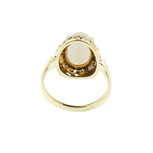 Bague Bague - Opale cabochon 2 ct en or jaune 14 kt 58 Facettes 40644