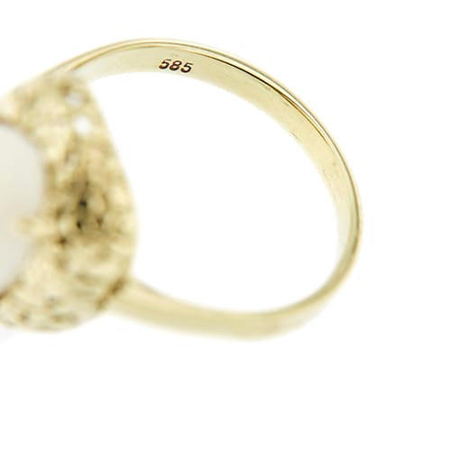 Bague Bague - Opale cabochon 2 ct en or jaune 14 kt 58 Facettes 40644
