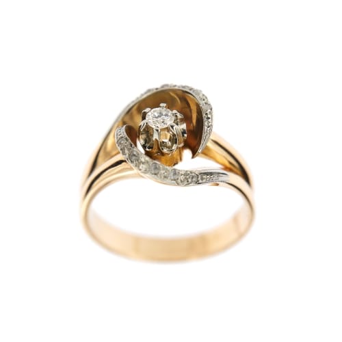 Bague 54 Bague contrariée en or rose 18 ct avec diamants 58 Facettes 38660