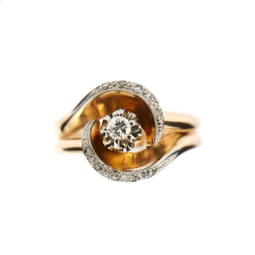 Bague 54 Bague contrariée en or rose 18 ct avec diamants 58 Facettes 38660