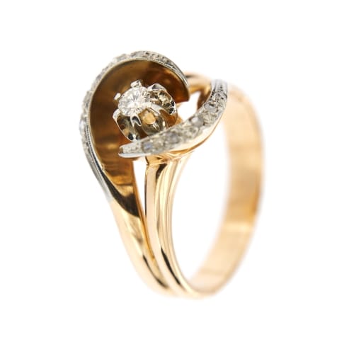 Bague 54 Bague contrariée en or rose 18 ct avec diamants 58 Facettes 38660