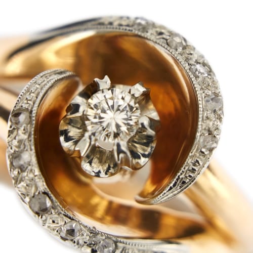 Bague 54 Bague contrariée en or rose 18 ct avec diamants 58 Facettes 38660