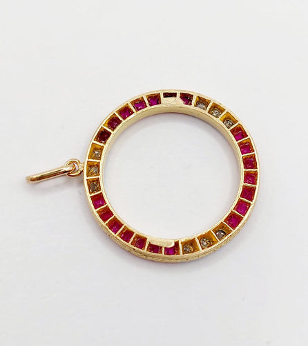 Pendentif Pendentif Art déco en or 18k et platine, diamants et rubis 58 Facettes A06862