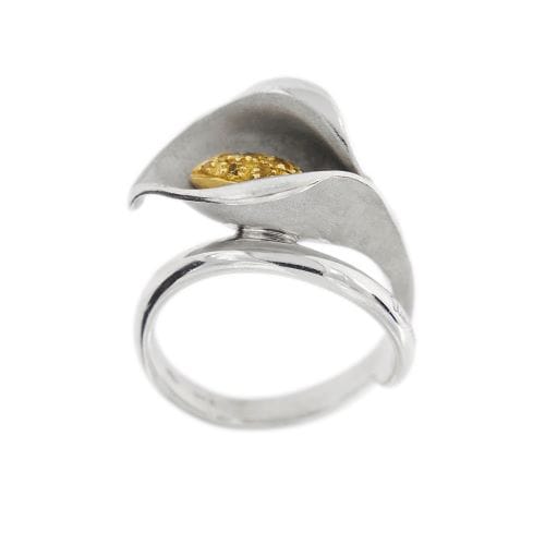 Bague Annamaria Cammilli Calla - Bague fleur en or blanc et or jaune, saphirs jaunes 58 Facettes 29248