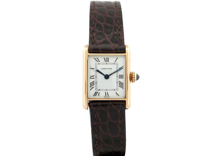 Montre Cartier Tank PM - Montre mécanique 25 mm en or rose 18k 58 Facettes 267319