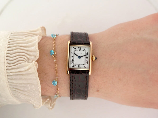 Montre Cartier Tank PM - Montre mécanique 25 mm en or rose 18k 58 Facettes 267319