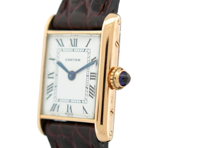 Montre Cartier Tank PM - Montre mécanique 25 mm en or rose 18k 58 Facettes 267319