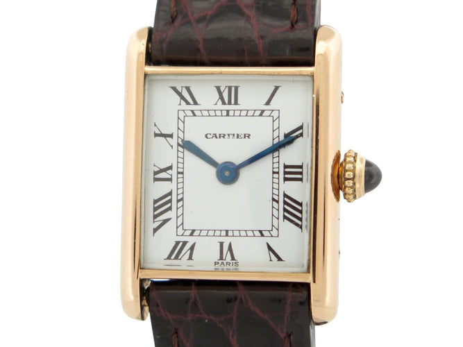 Montre Cartier Tank PM - Montre mécanique 25 mm en or rose 18k 58 Facettes 267319