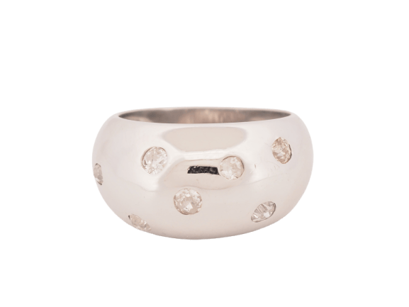 Bague 56 Bague jonc large en or blanc diamants taille ancienne 0,40 ct 58 Facettes 33711