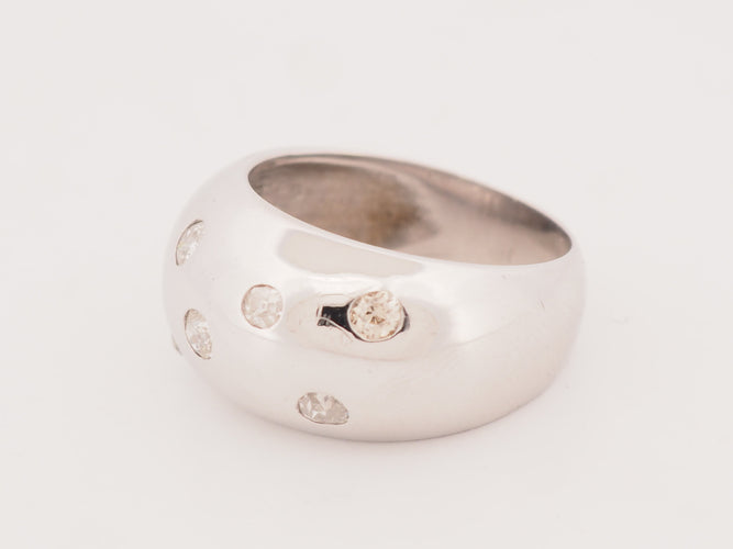 Bague 56 Bague jonc large en or blanc 18 carats et diamants taille ancienne 58 Facettes 33711