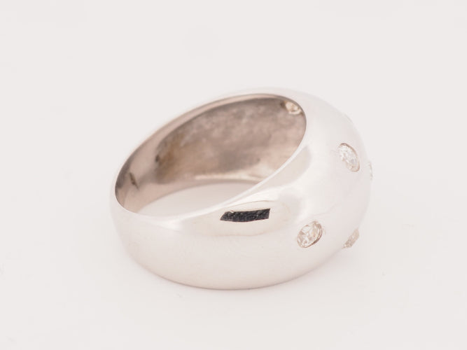 Bague 56 Bague jonc large en or blanc 18 carats et diamants taille ancienne 58 Facettes 33711