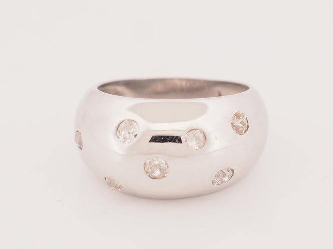 Bague 56 Bague jonc large en or blanc 18 carats et diamants taille ancienne 58 Facettes 33711