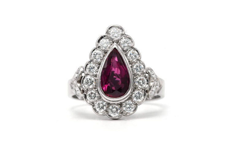 Bague 58 Bague contemporaine en or blanc 18 carats, tourmaline et diamants 58 Facettes 23580