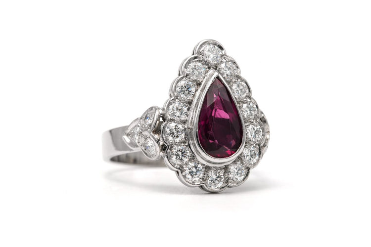 Bague 58 Bague contemporaine en or blanc 18 carats, tourmaline et diamants 58 Facettes 23580