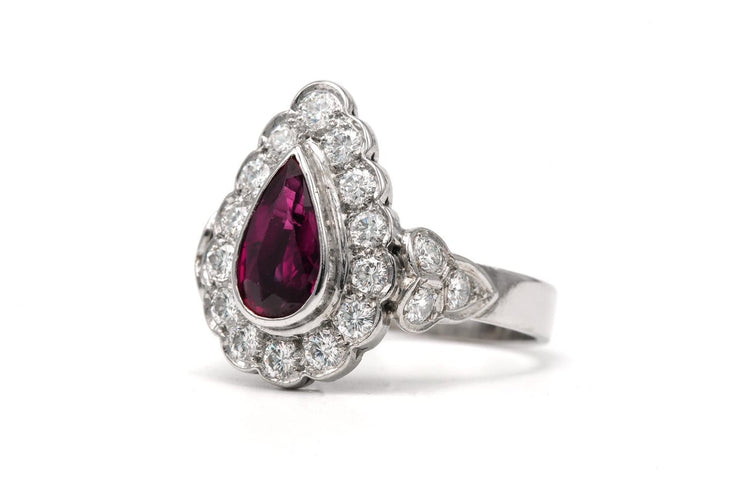 Bague 58 Bague contemporaine en or blanc 18 carats, tourmaline et diamants 58 Facettes 23580