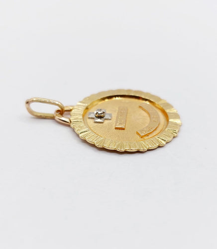 Pendentif Augis - Pendentif médaille d'amour 20 mm en or rose 18k et diamant 58 Facettes A06808