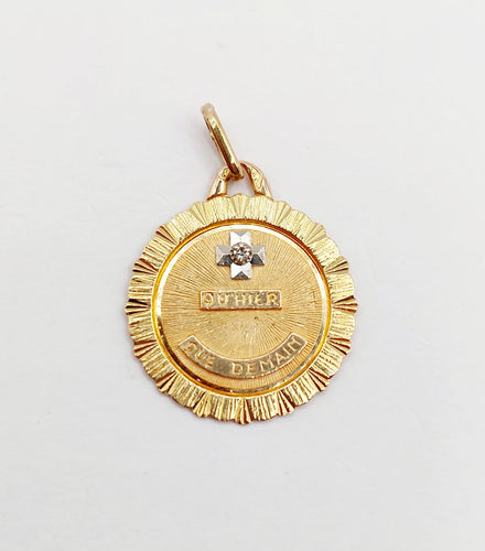 Pendentif Augis - Pendentif médaille d'amour 20 mm en or rose 18k et diamant 58 Facettes A06808