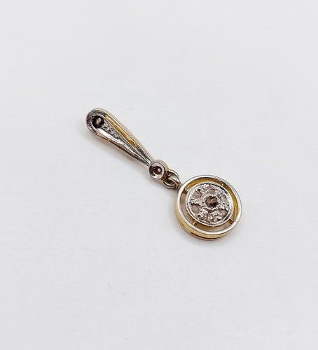 Pendentif Pendentif cible Art déco en or 18k et platine, diamants taille rose 58 Facettes A06782