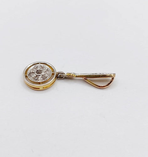 Pendentif Pendentif cible Art déco en or 18k et platine, diamants taille rose 58 Facettes A06782