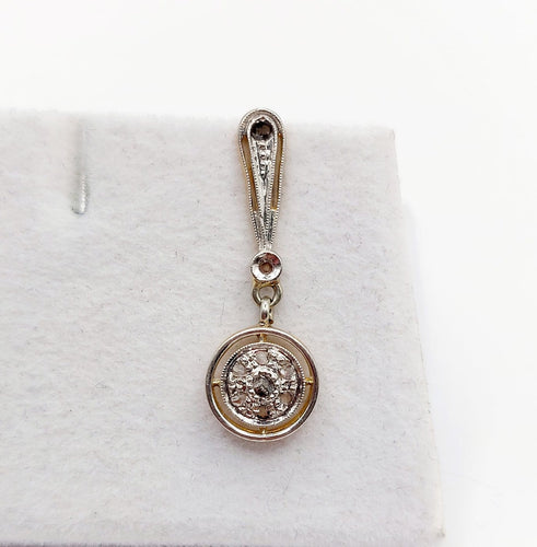 Pendentif Pendentif cible Art déco en or 18k et platine, diamants taille rose 58 Facettes A06782