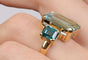 Bague 54 Bague en or jaune avec topaze rectangulaire 14,50 ct et zircons bleus 58 Facettes 248534
