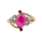 Bague 54 Bague Art nouveau en or 18k et platine, rubis cabochon et diamants 58 Facettes A06780