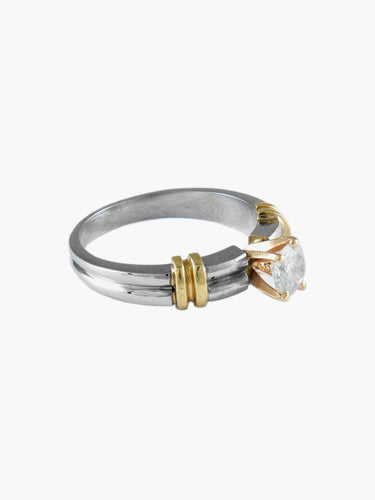 Bague 56 Solitaire - Bague en or jaune et or blanc diamants 58 Facettes BO/150024