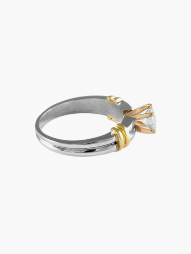 Bague 56 Solitaire - Bague en or jaune et or blanc diamants 58 Facettes BO/150024