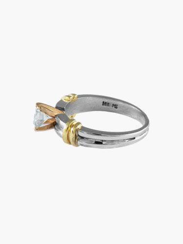 Bague 56 Solitaire - Bague en or jaune et or blanc diamants 58 Facettes BO/150024
