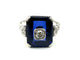 Bague 54 Bague Art déco en or blanc 580/00, saphir synthétique et diamants 58 Facettes BAGUE VINTAGE