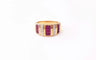 Bague 53 Bague jonc en or jaune 18K, rubis et diamants 58 Facettes DV.RUB.DAMIER
