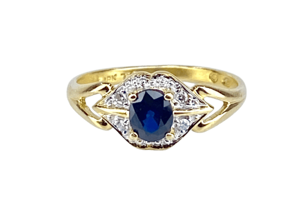 Bague 48 Bague en or 18 carats avec saphir et diamants 58 Facettes AB705
