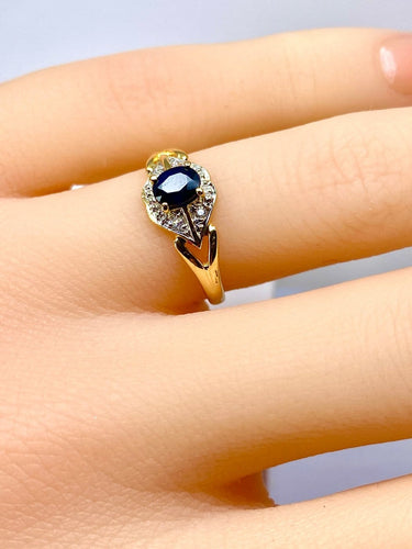 Bague 48 Bague en or 18 carats avec saphir et diamants 58 Facettes AB705