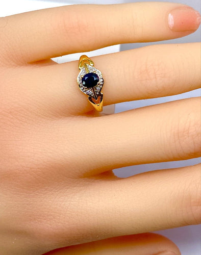 Bague 48 Bague en or 18 carats avec saphir et diamants 58 Facettes AB705