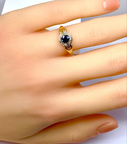 Bague 48 Bague en or 18 carats avec saphir et diamants 58 Facettes AB705