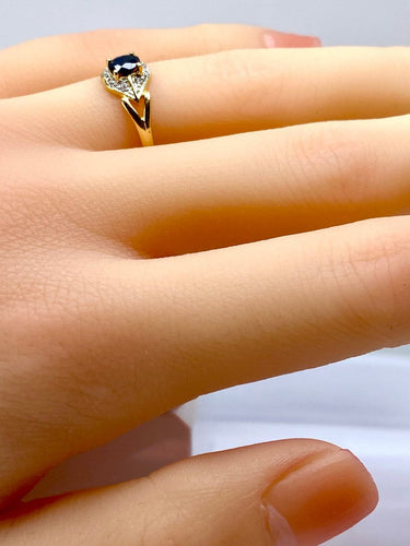 Bague 48 Bague en or 18 carats avec saphir et diamants 58 Facettes AB705
