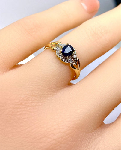 Bague 48 Bague en or 18 carats avec saphir et diamants 58 Facettes AB705