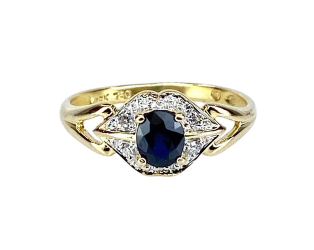 Bague 48 Bague en or 18 carats avec saphir et diamants 58 Facettes AB705