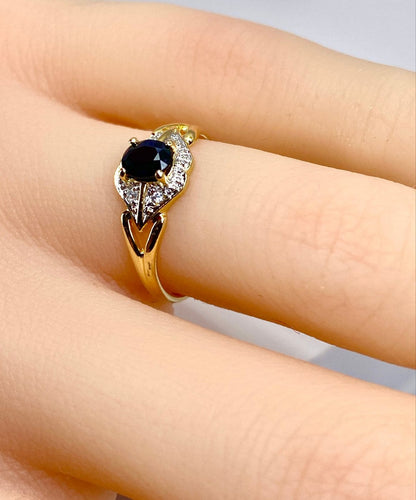 Bague 48 Bague en or 18 carats avec saphir et diamants 58 Facettes AB705