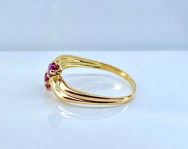 Bague 50 Bague toi et moi en or jaune 18 carats, rubis et diamants 58 Facettes AB707