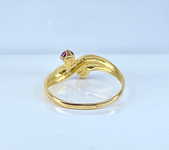 Bague 50 Bague toi et moi en or jaune 18 carats, rubis et diamants 58 Facettes AB707